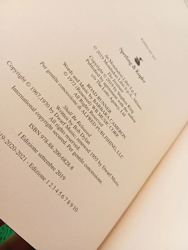 Stephen King - L'Istituto Prima edizione