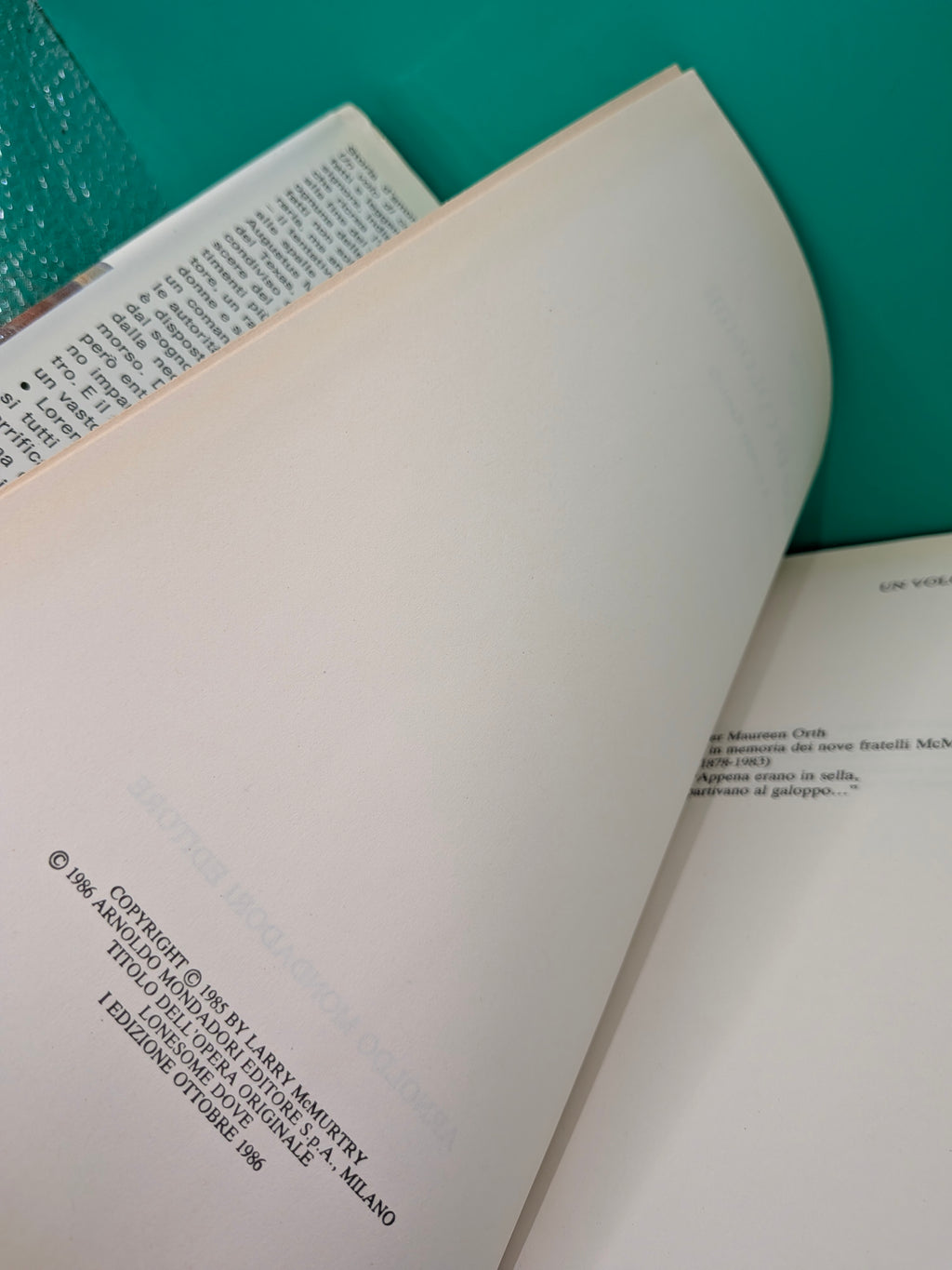 Larry McMurtry - Un volo di colombe Prima edizione
